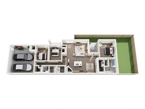Floor plan for 3 beds, 2 baths, 1575 sqft